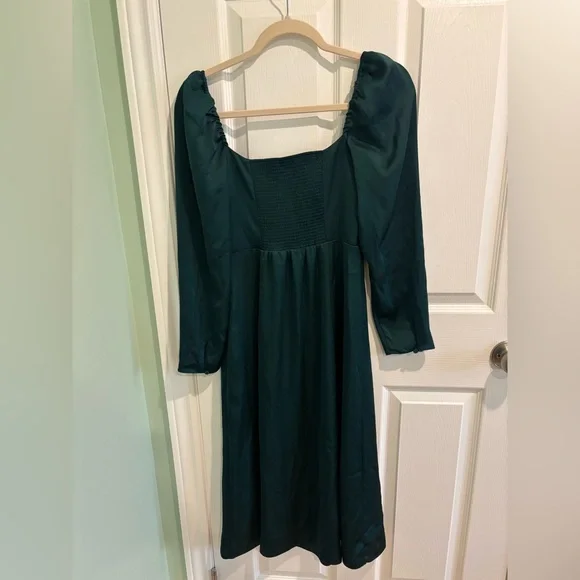 Aritzia Wilfred Bridgerton Dress Emerald Green Square-Neck Long Sleeve Size 4 - Picture 4 of 6